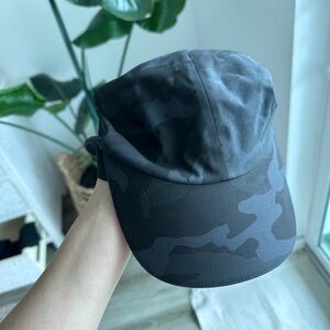 Lululemon Fast and Free Ponytail Running Hat Camp Black and Gray